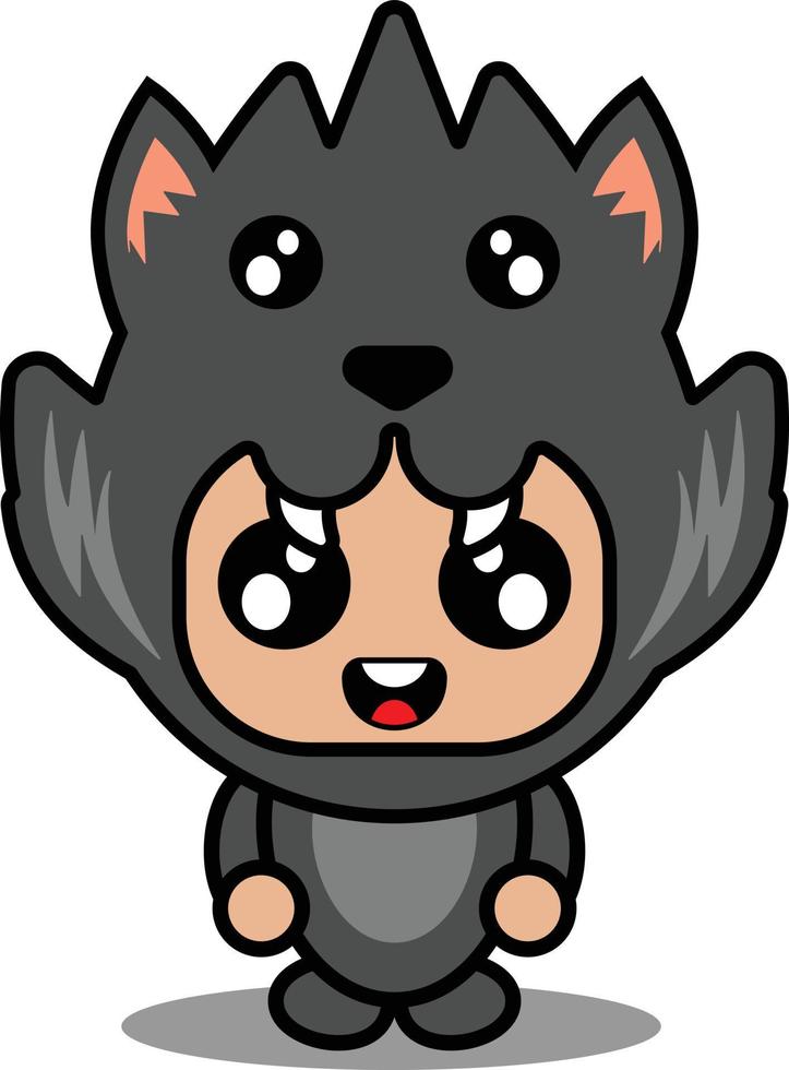cartone animato personaggio vettore illustrazione di carino lupo animale portafortuna costume