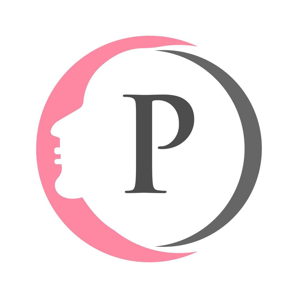lettera p terme e bellezza logo modello. bellezza donna logo Usato per icona, marca, identità, terme, femminile simbolo vettore