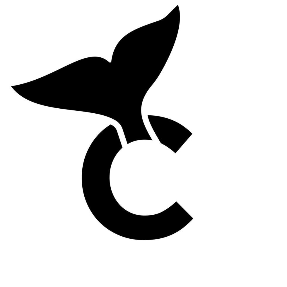 lettera c balena logo design modello vettore cartello