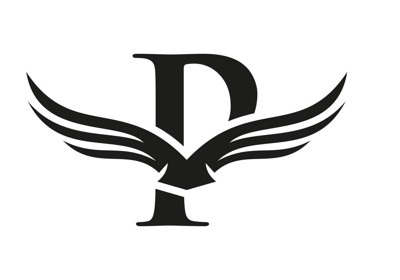 lettera p ala logo per trasporto, trasporto, mezzi di trasporto logotipo vettore modello