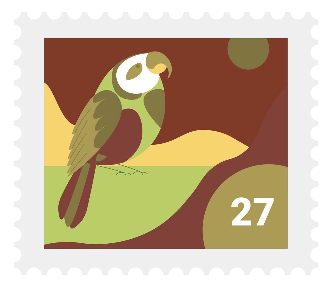 pappagallo esotico uccello su postale marcatura per buste vettore