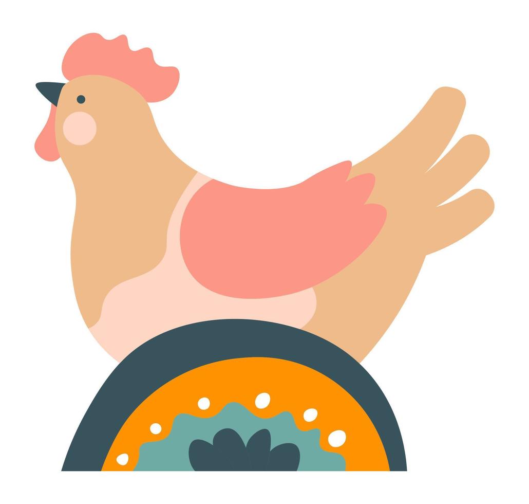 gallina pollo seduta e posa uova animale vettore