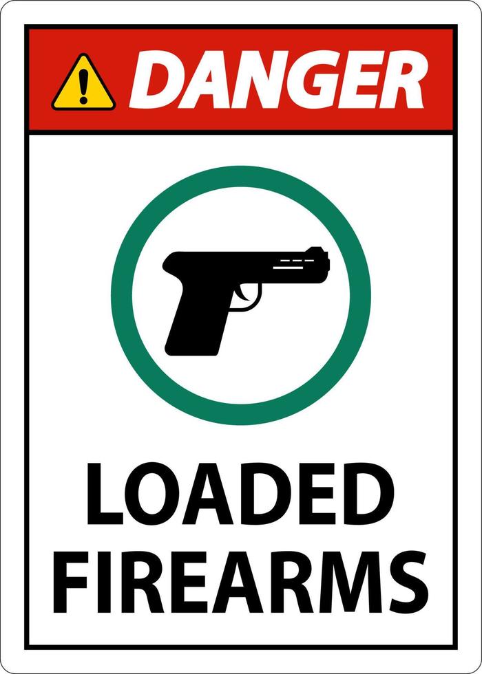 pistola proprietario cartello Pericolo, caricato armi da fuoco vettore