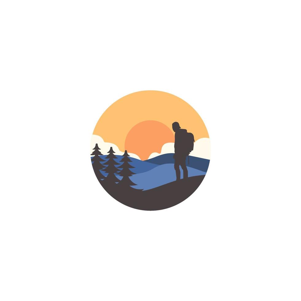 montagna scalatore vettore logo design