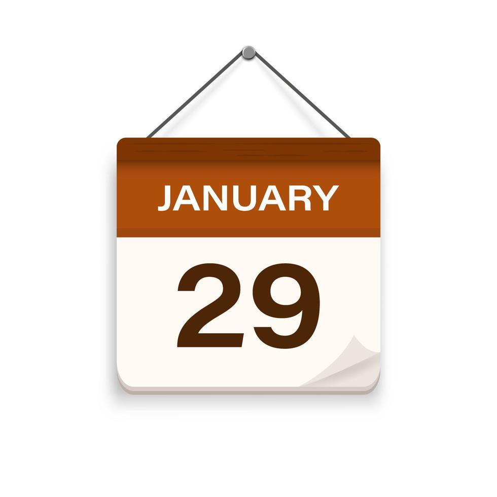 gennaio 29, calendario icona con ombra. giorno, mese. incontro appuntamento volta. evento programma Data. piatto vettore illustrazione.