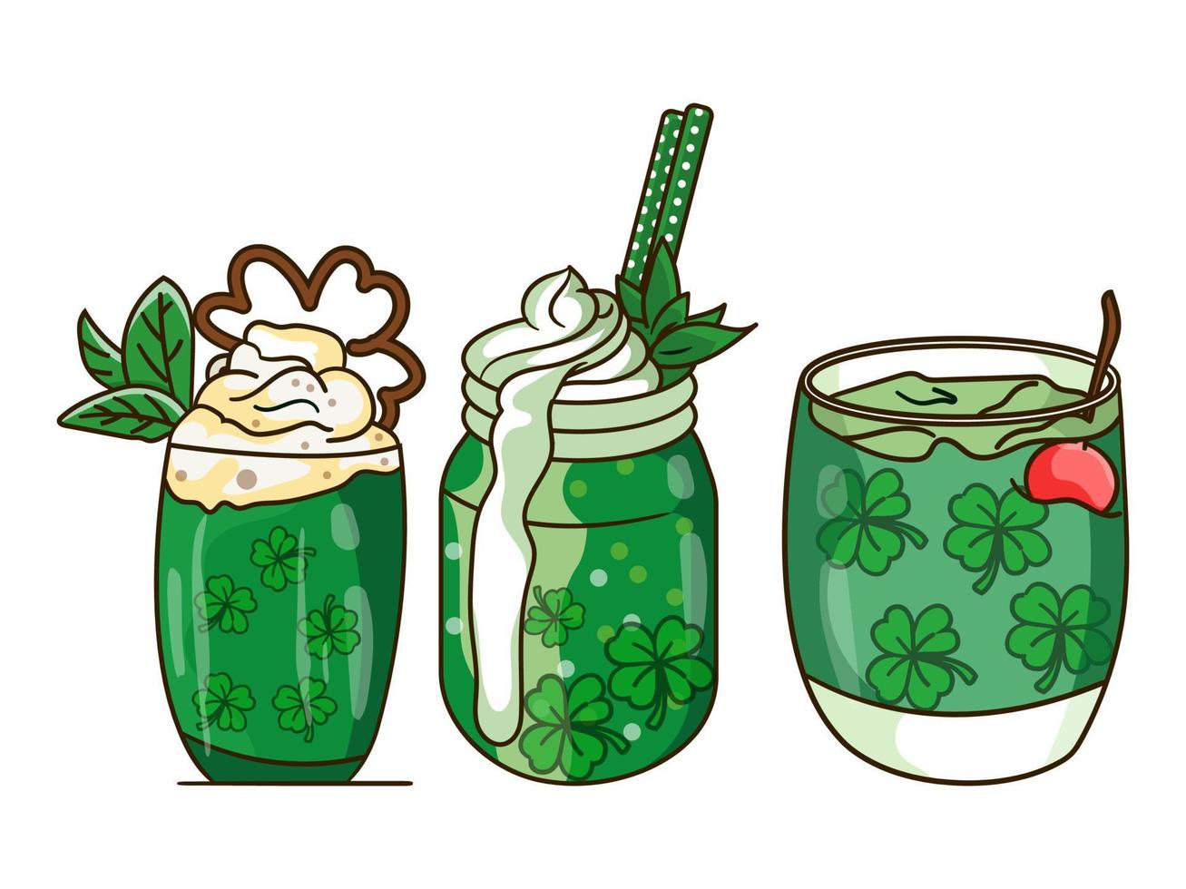 st. Patrick giorno caffè, latte macchiato, caldo bevande collezione clipart vettore