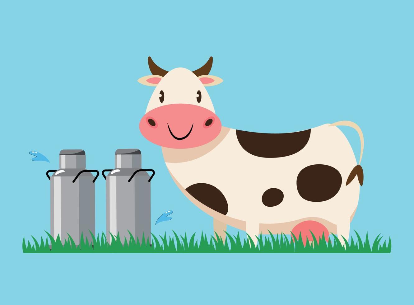 mucca con latte può cartone animato personaggio vettore illustrazione