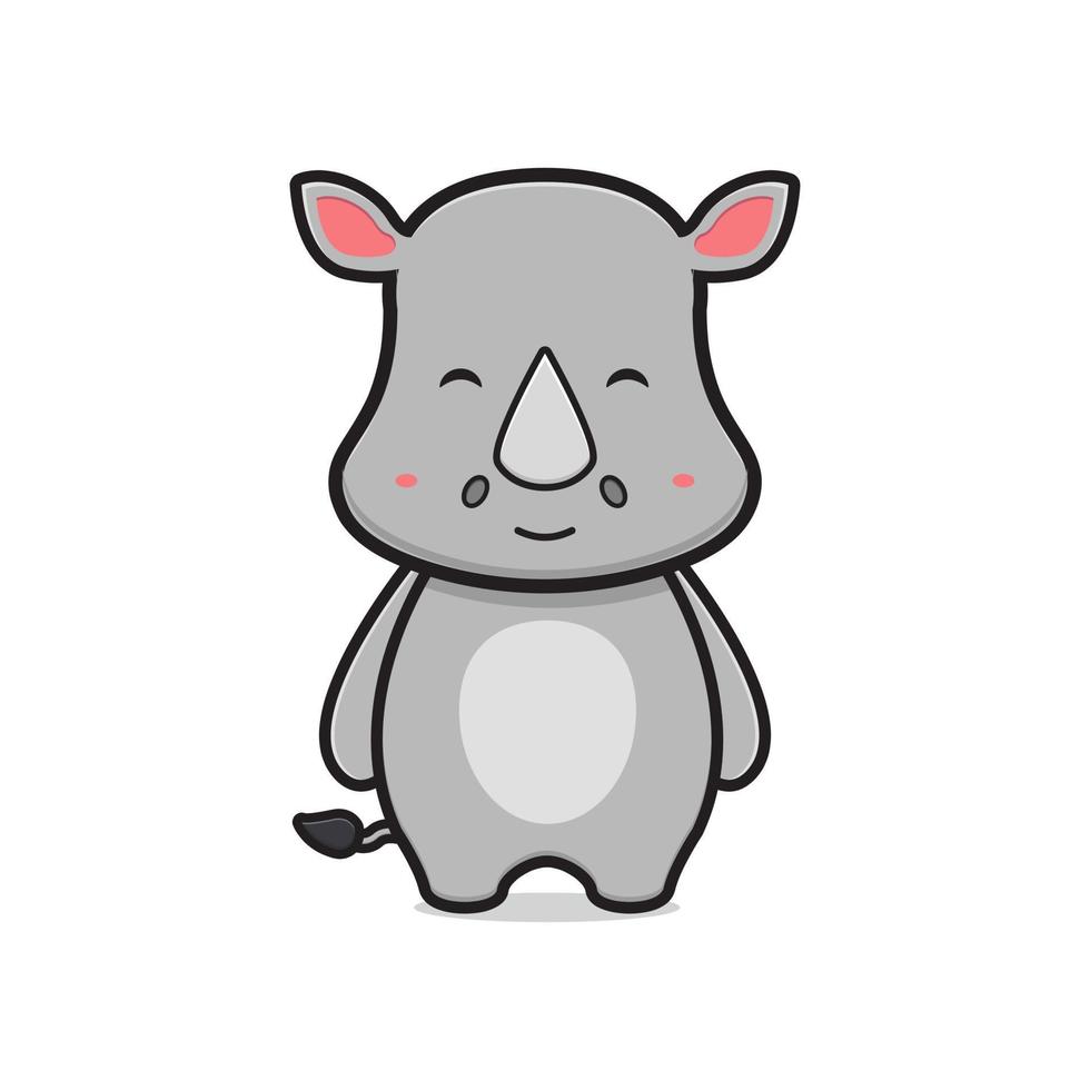carino rinoceronte portafortuna cartone animato icona illustrazione vettore