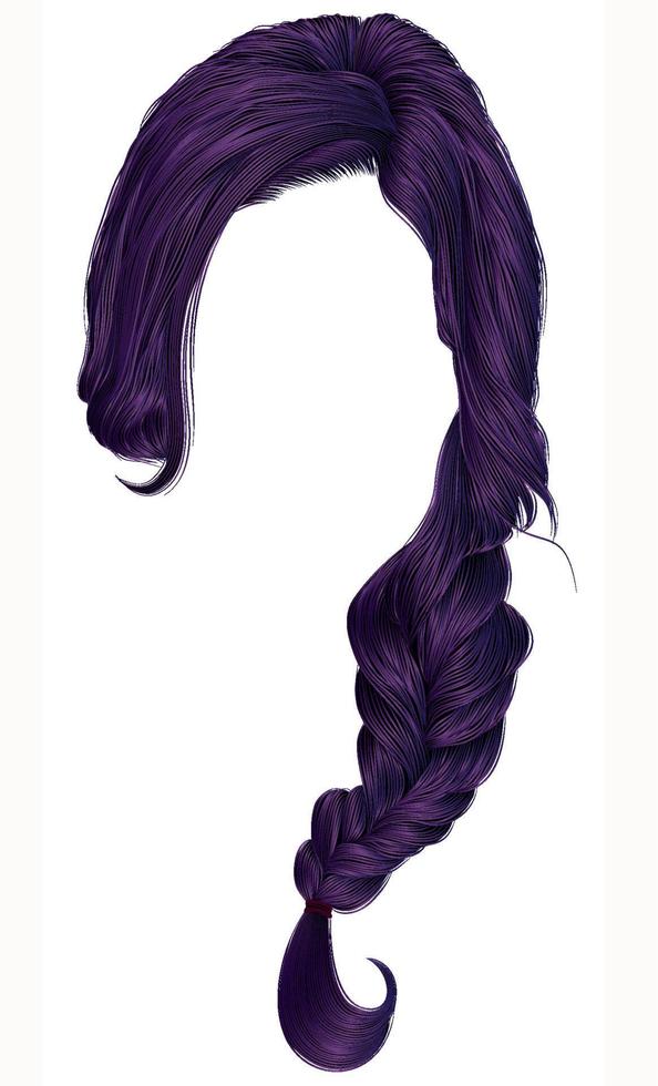 di moda donne capelli viola . treccia . moda bellezza stile . vettore