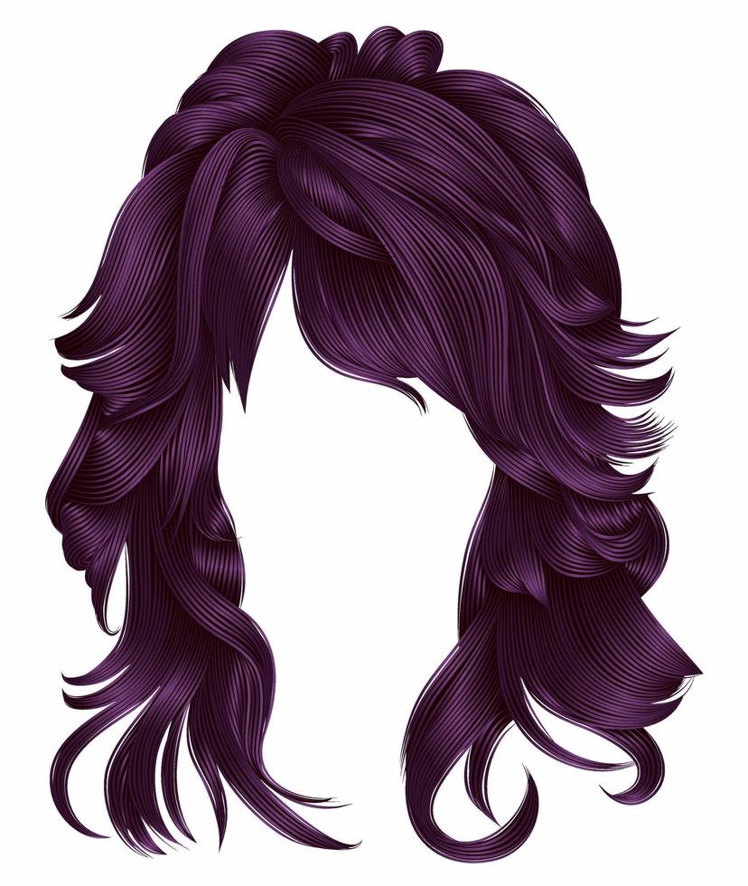 di moda donna lungo capelli viola colori .bellezza moda . realistico 3d vettore