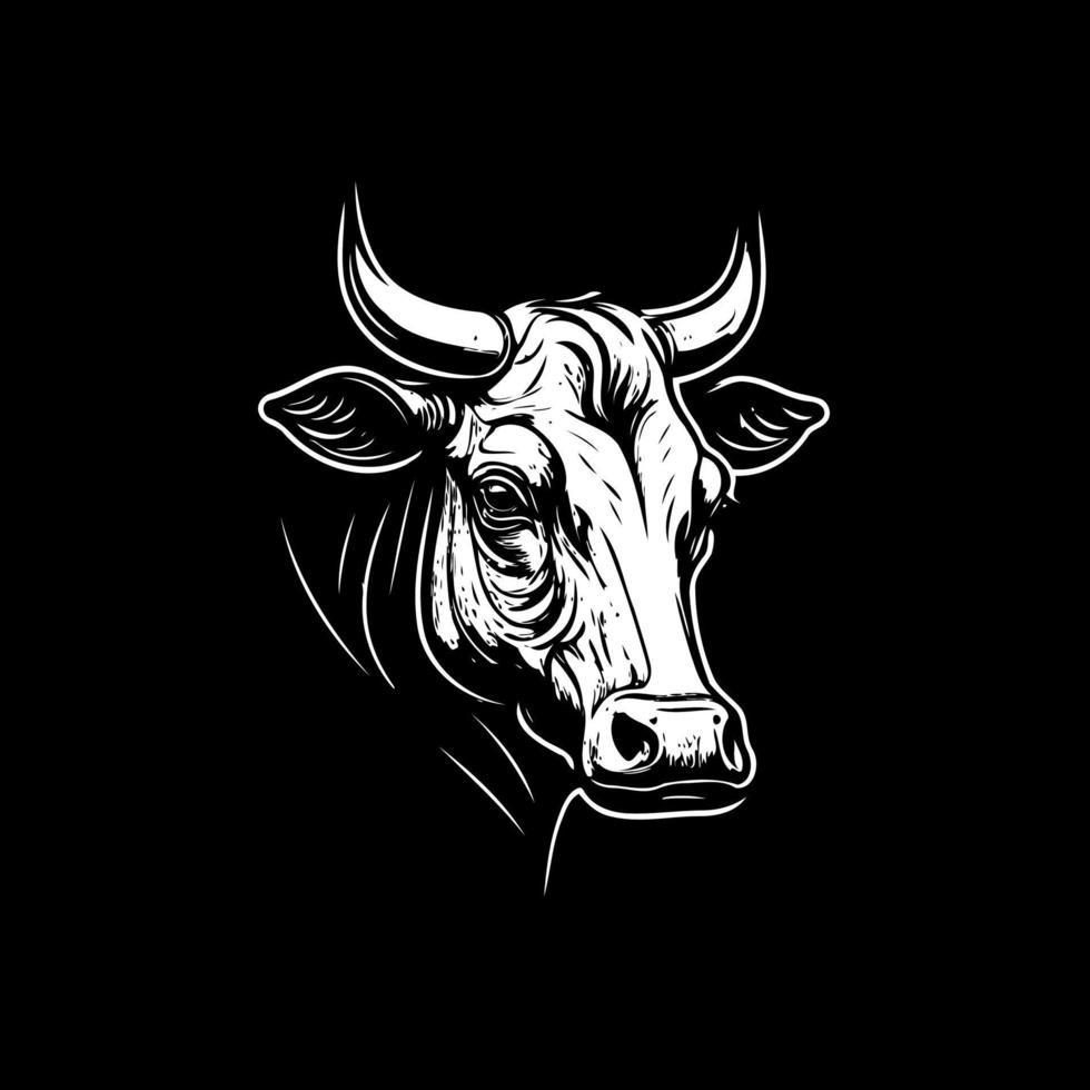 minimalista Linea artistica stile simbolo con mucca animale testa vettore