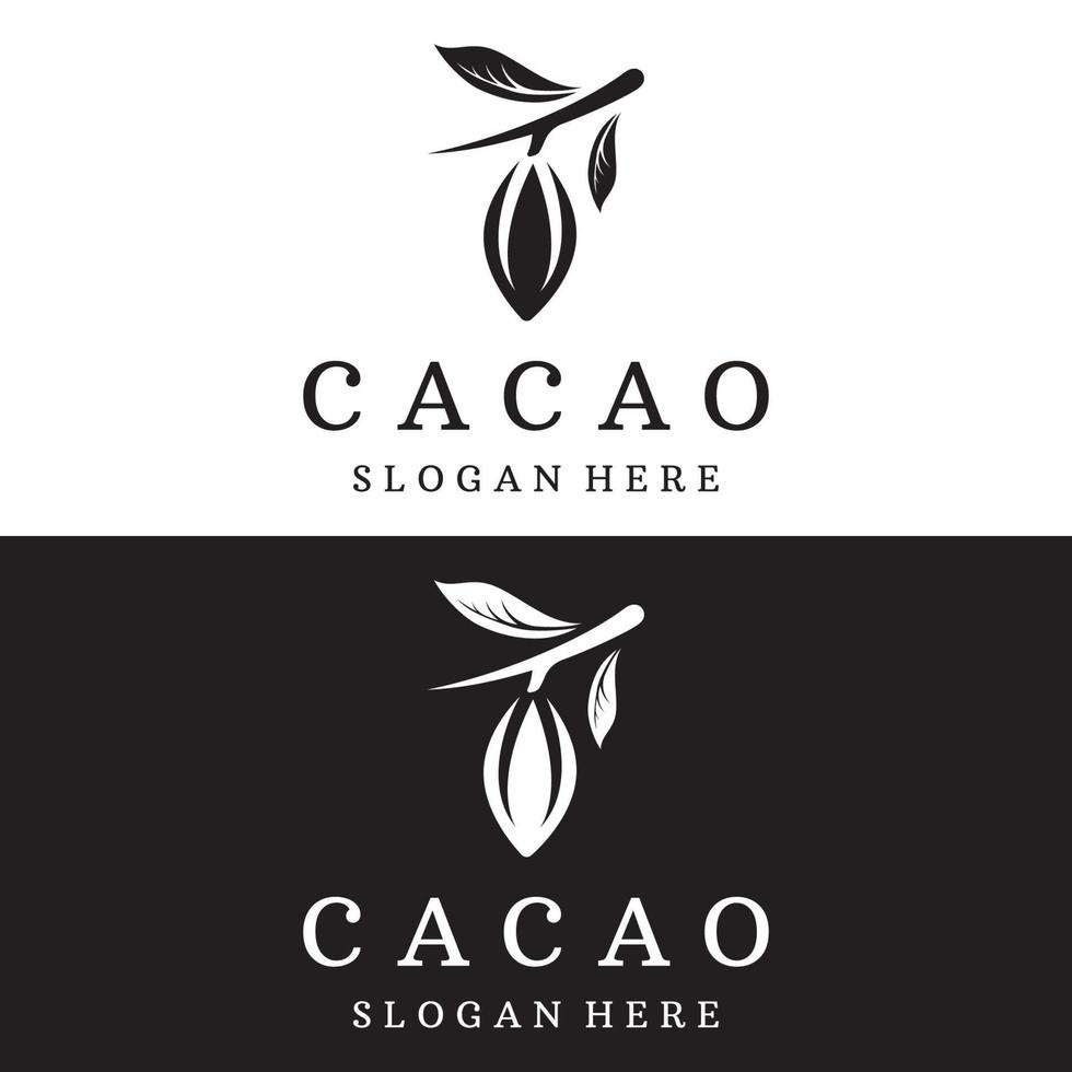 cioccolato cacao baccello pianta logotipo modello disegno, cacao fagiolo, esotico biologico pianta isolato sfondo. vettore