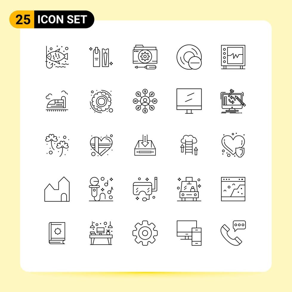 pittogramma impostato di 25 semplice Linee di aggeggio dispositivi trucco computer ambientazione modificabile vettore design elementi