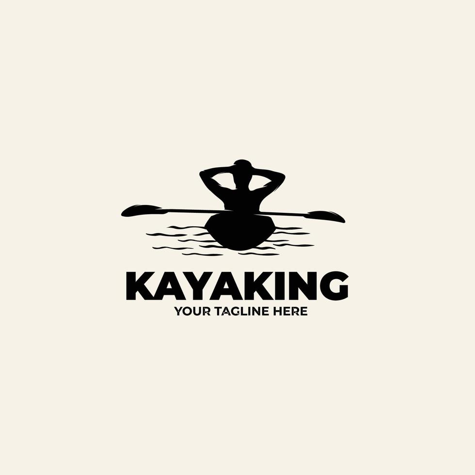 silhouette di kayak logo design vettore