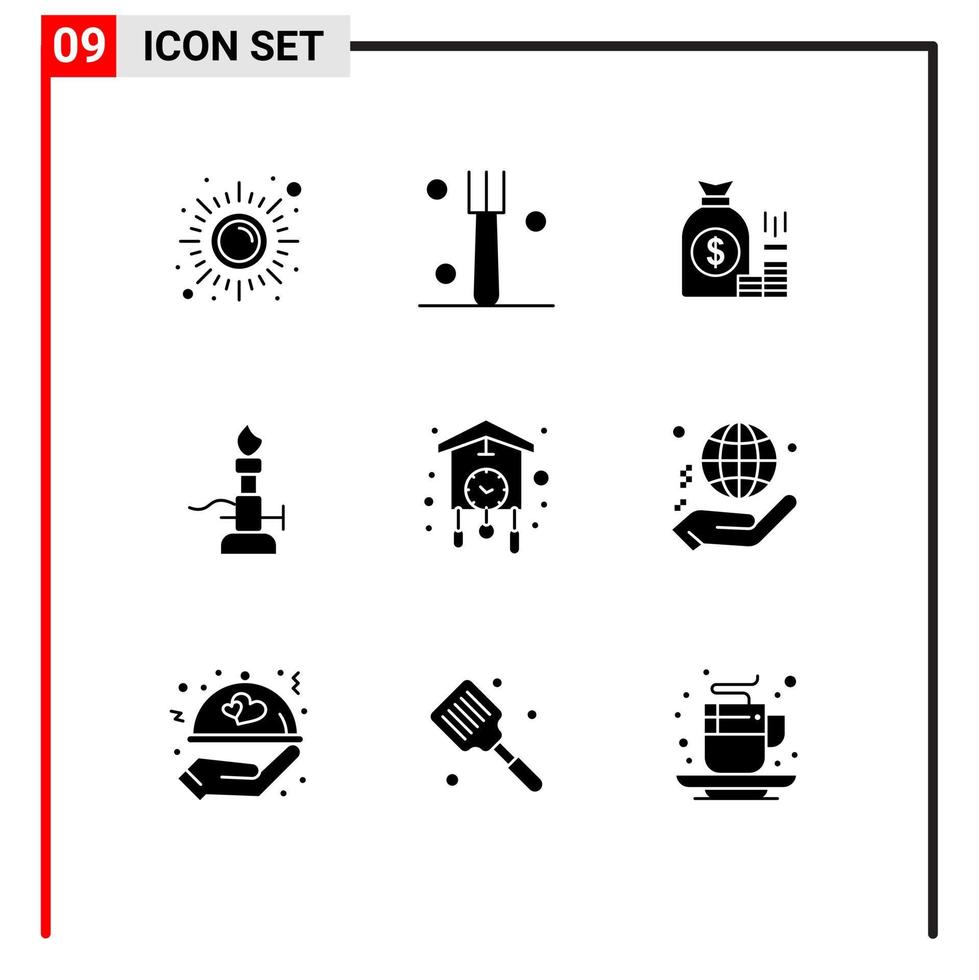 9 creativo icone moderno segni e simboli di leggero fuoco i soldi ricchezza oro modificabile vettore design elementi