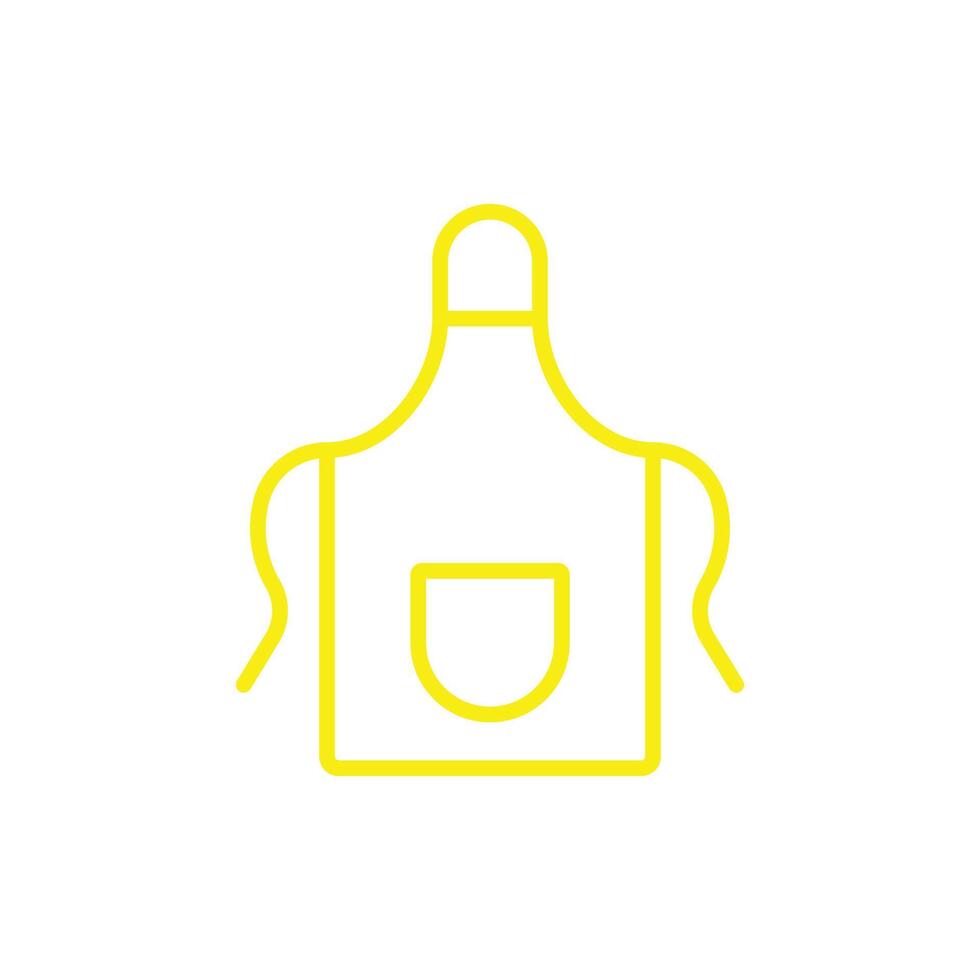 eps10 giallo vettore grembiule o cucinando uniforme linea icona o logo isolato su bianca sfondo. cucina grembiule indumento simbolo nel un' semplice piatto di moda moderno stile per il tuo sito web disegno, e mobile App