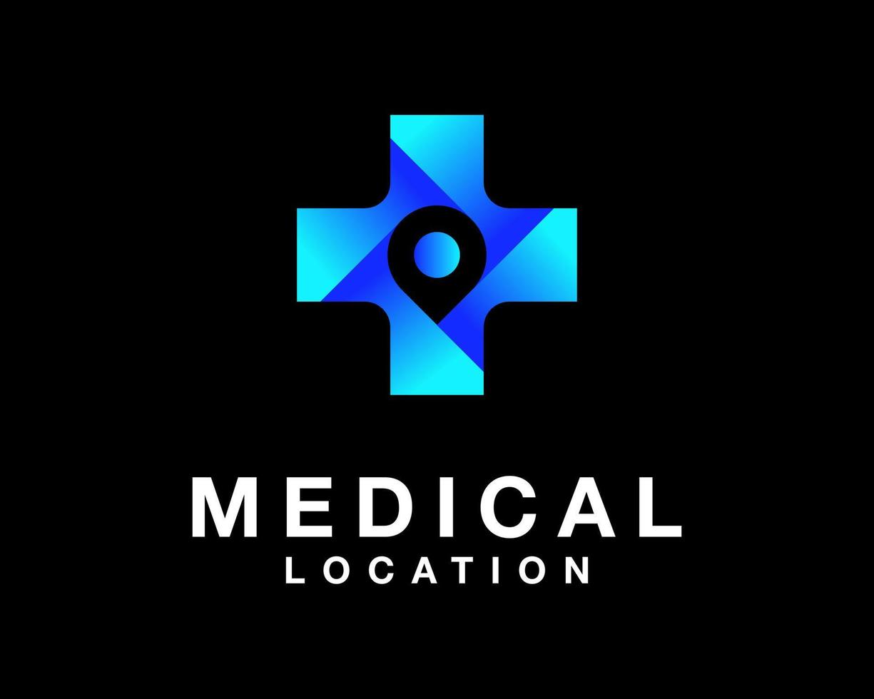 medico attraversare medicina Salute aggiunta Posizione perno carta geografica punto moderno colorato vettore logo design
