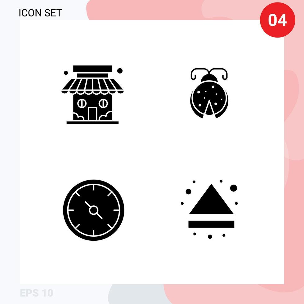 impostato di 4 moderno ui icone simboli segni per mercato bussola memorizzare coccinella ufficio modificabile vettore design elementi