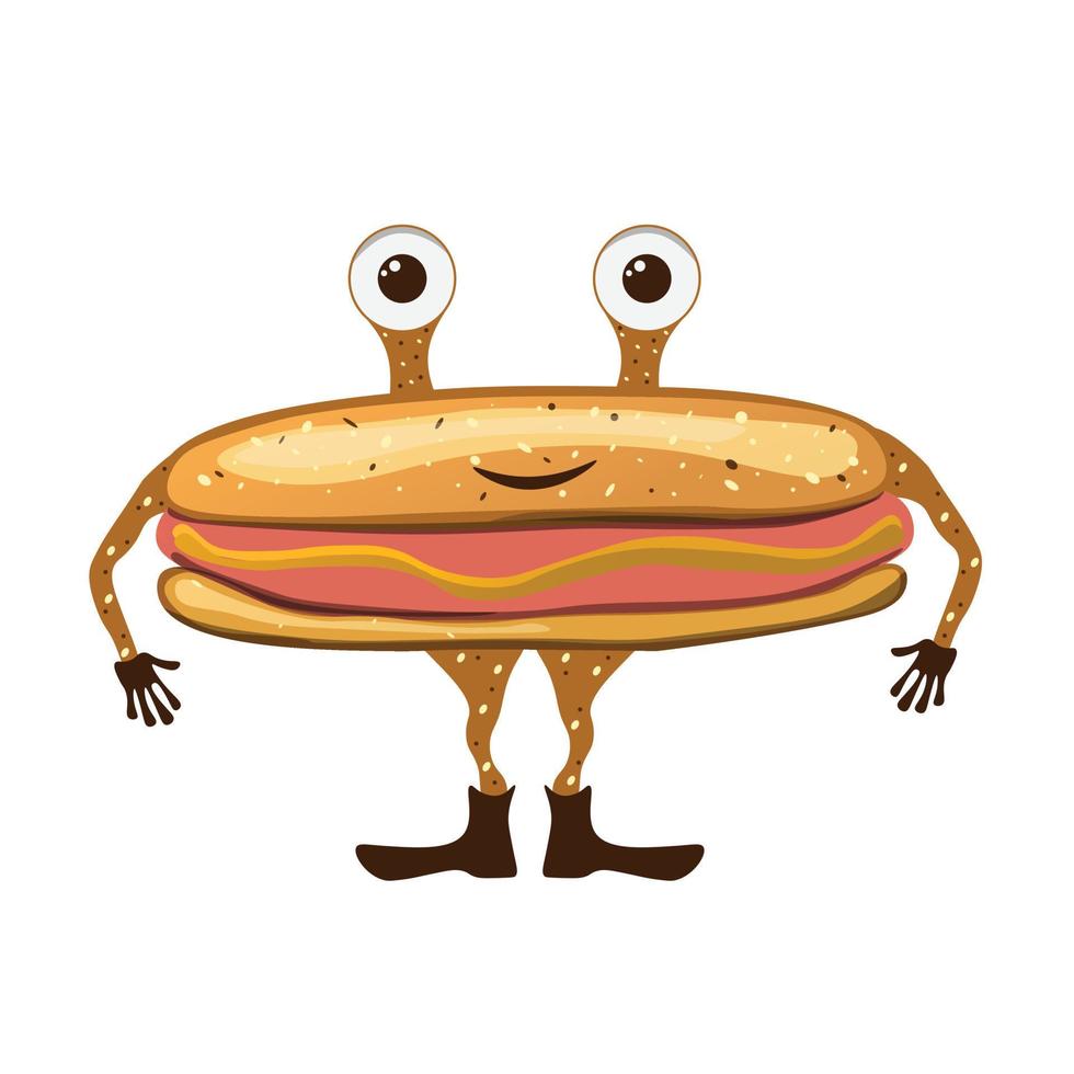 hot dog carattere. vettore isolato piatto illustrazione veloce cibo per manifesto, menu, opuscolo, ragnatela e icona Fast food.