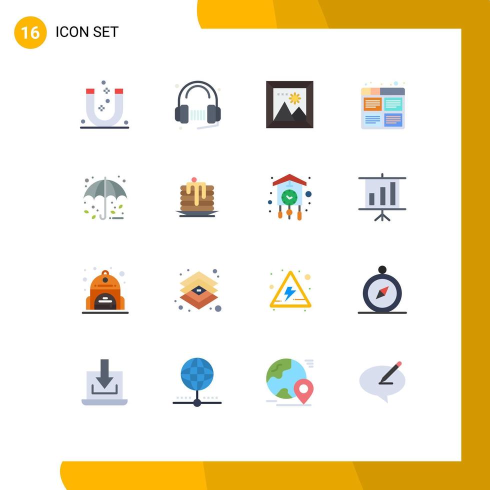 mobile interfaccia piatto colore impostato di 16 pittogrammi di processi film musica tavola immagine modificabile imballare di creativo vettore design elementi