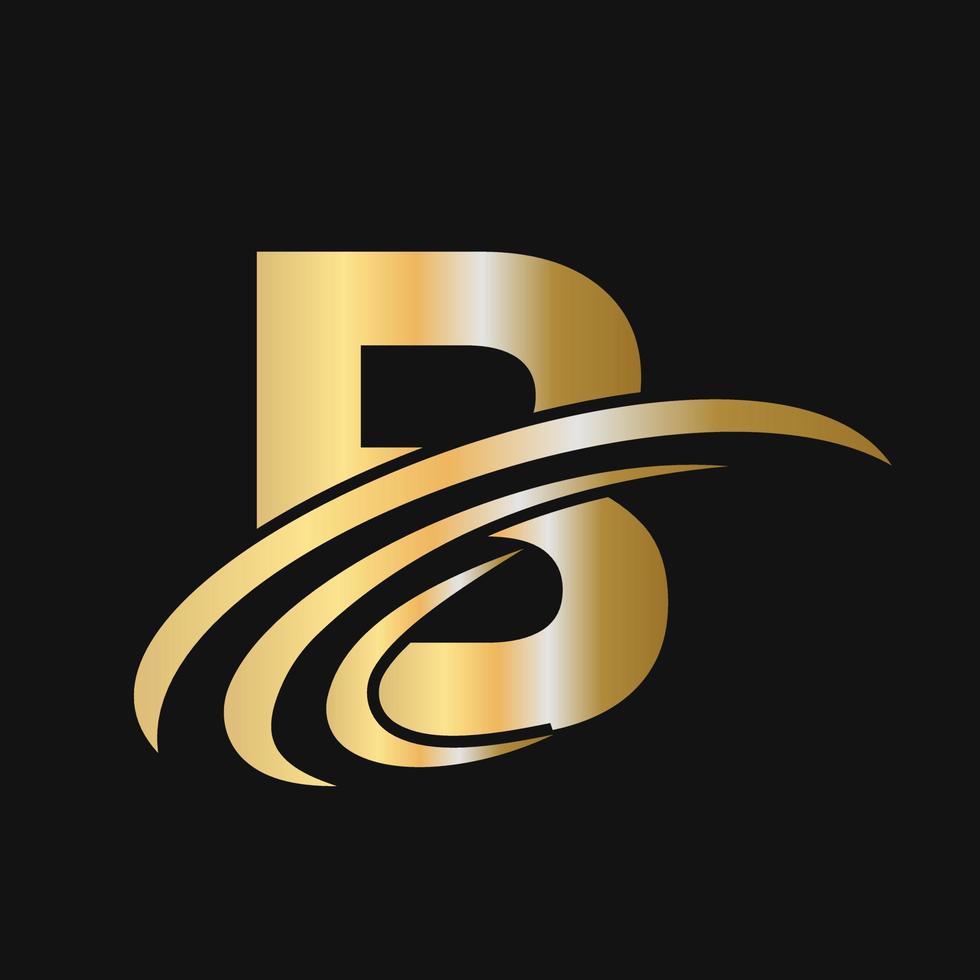 iniziale lettera B logo design con swoosh cartello logotipo basato alfabeto attività commerciale logo vettore