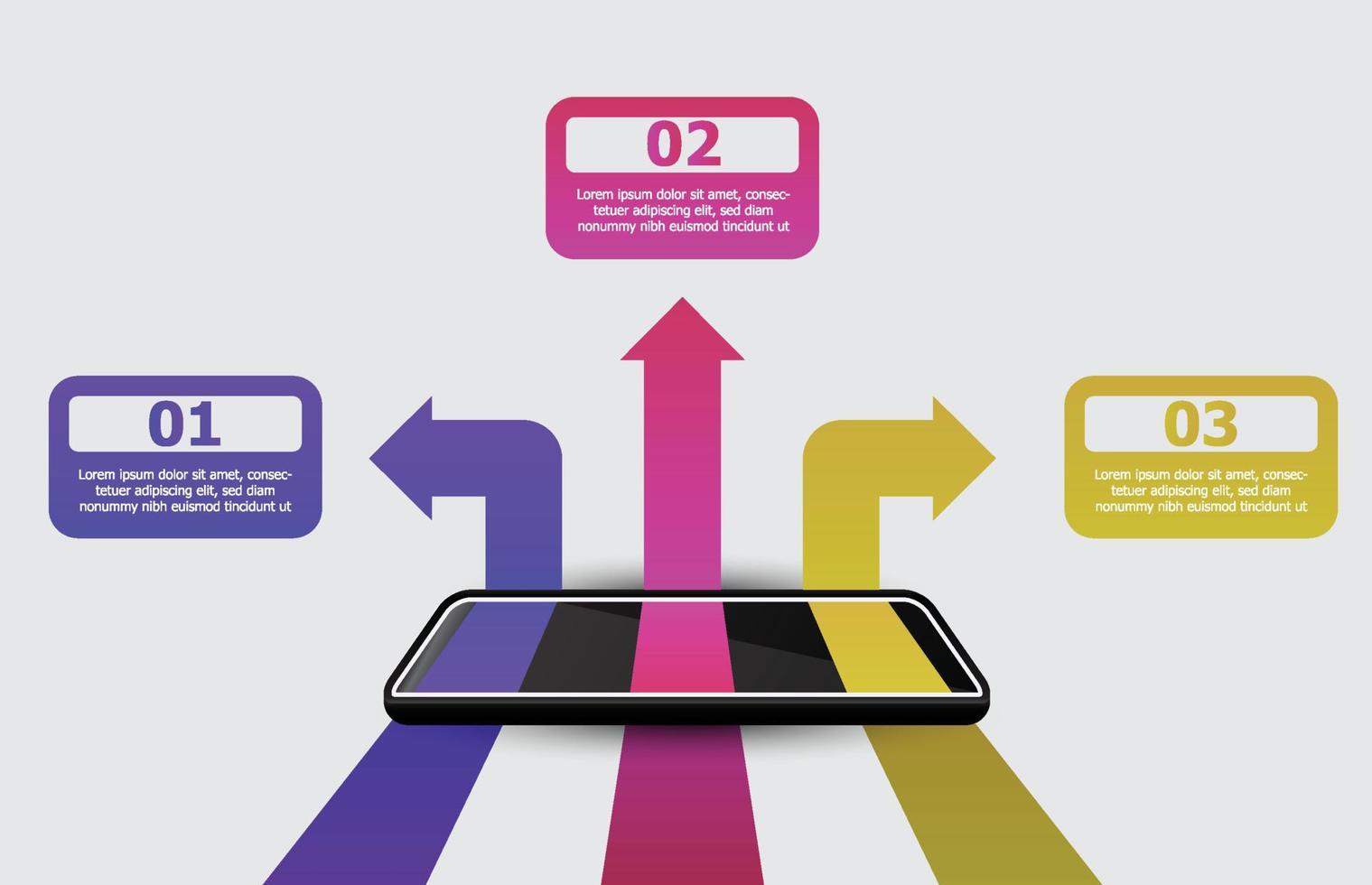 Infografica modello di processi passo con mobile tavoletta Telefono, presentazione Infografica vettore