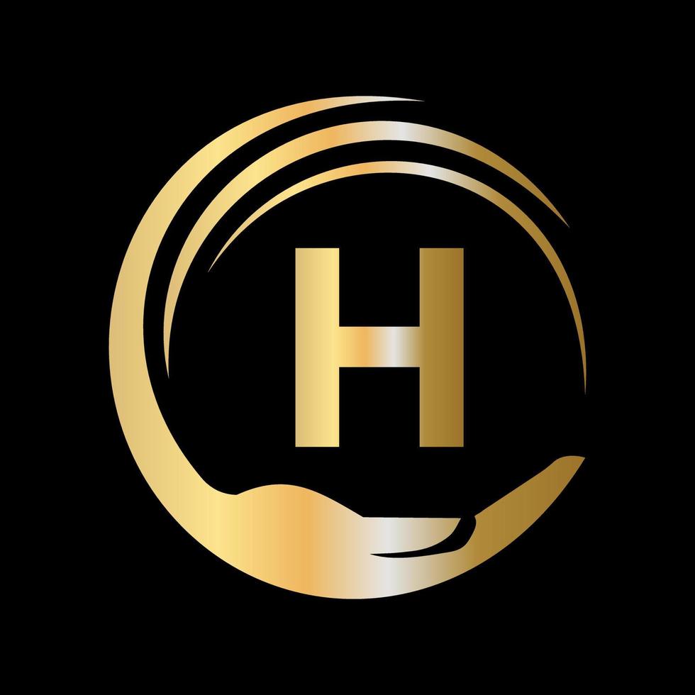 lettera h unità beneficenza fondazione cartello. unità squadra opera logo design vettore