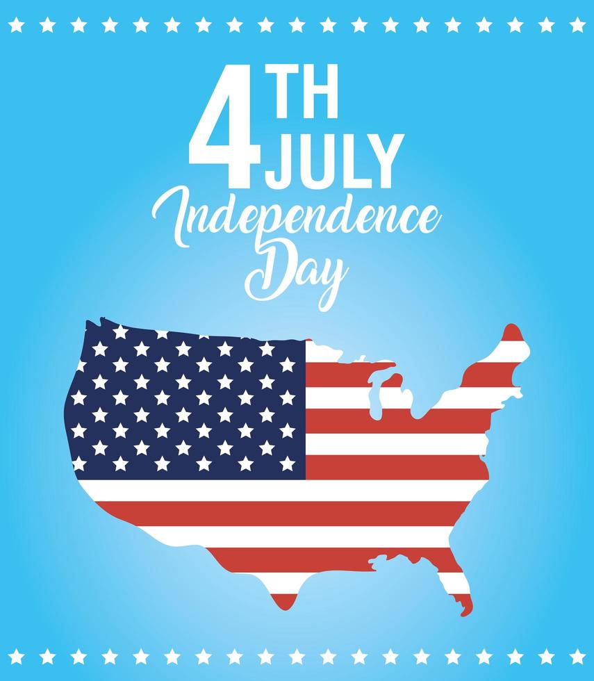 bandiera di celebrazione del giorno dell'indipendenza degli Stati Uniti con mappa vettore