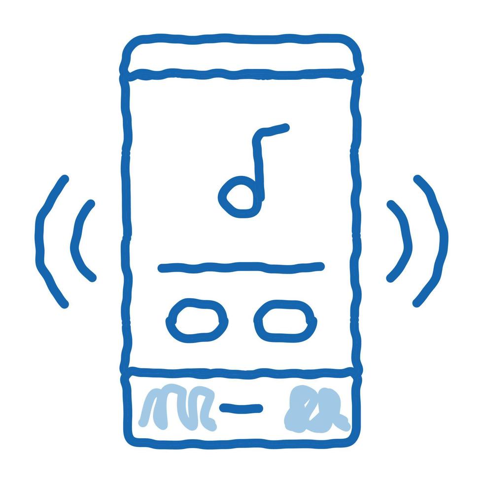 Telefono musica Audio giocatore scarabocchio icona mano disegnato illustrazione vettore
