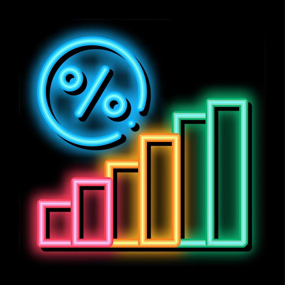 interesse crescente statistica neon splendore icona illustrazione vettore