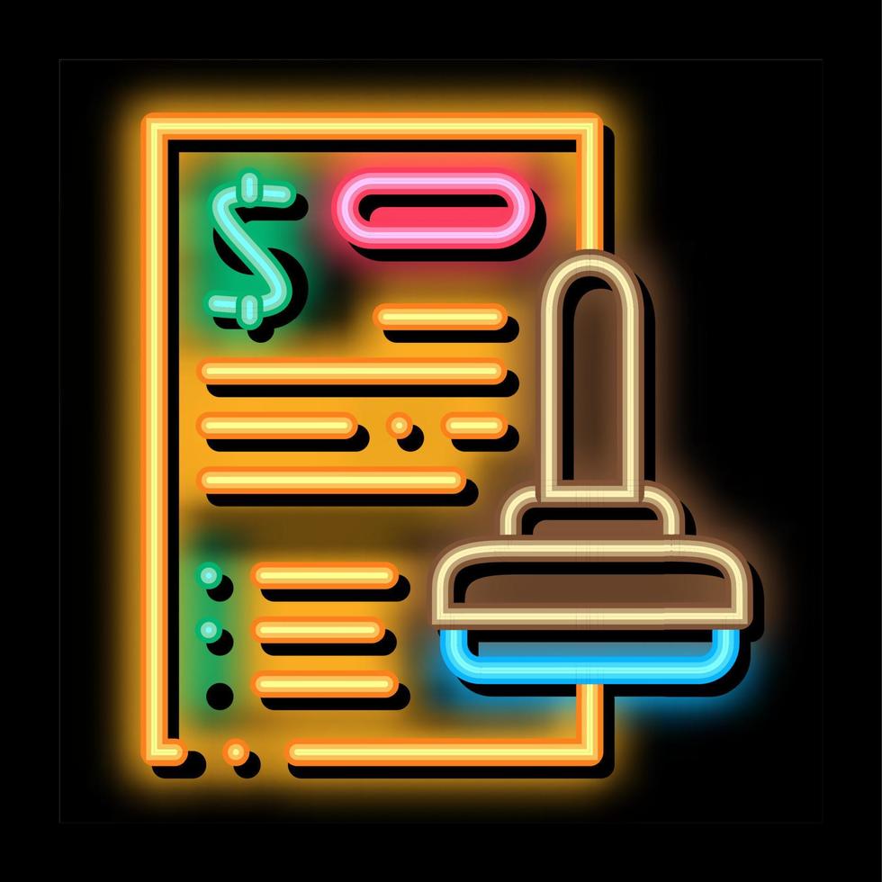 francobollo documento neon splendore icona illustrazione vettore