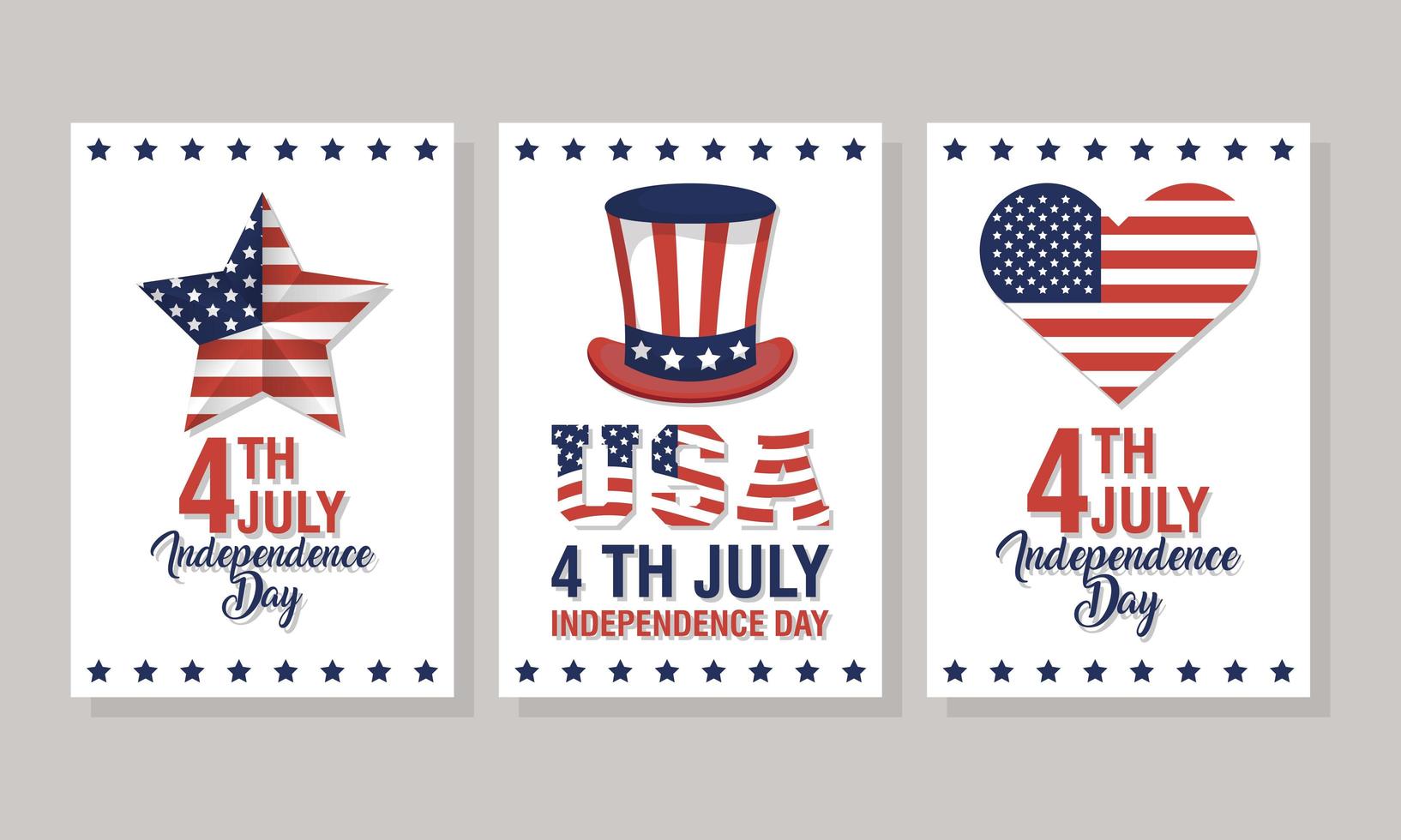 set di banner per la celebrazione del giorno dell'indipendenza degli Stati Uniti vettore