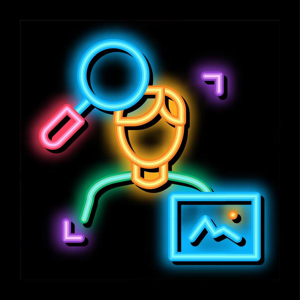 ricerca umano foto neon splendore icona illustrazione vettore