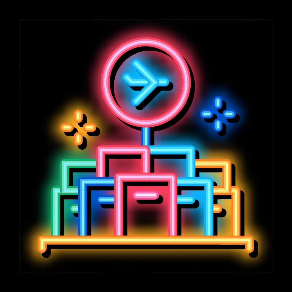 lotto di merce nel dovere gratuito neon splendore icona illustrazione vettore