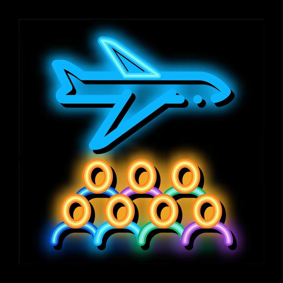 aereo viaggiatori neon splendore icona illustrazione vettore