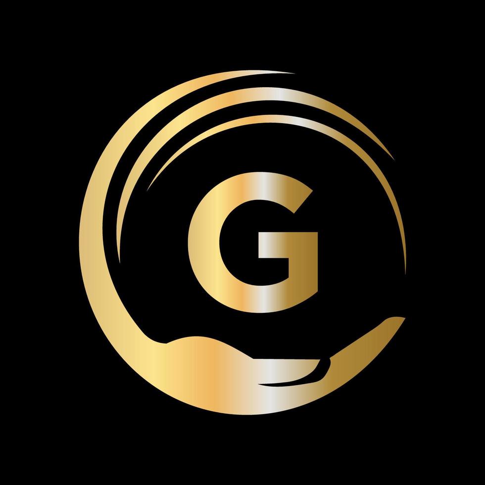 lettera g unità beneficenza fondazione cartello. unità squadra opera logo design vettore
