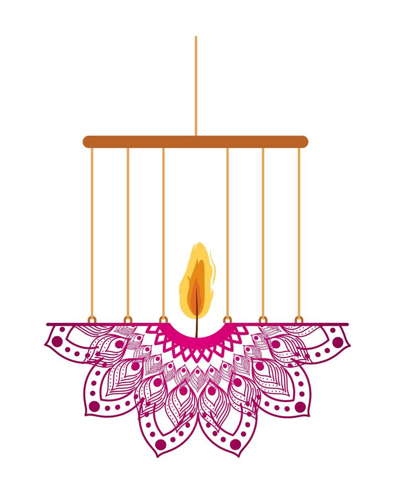 mandala di colore rosa con una candela vettore