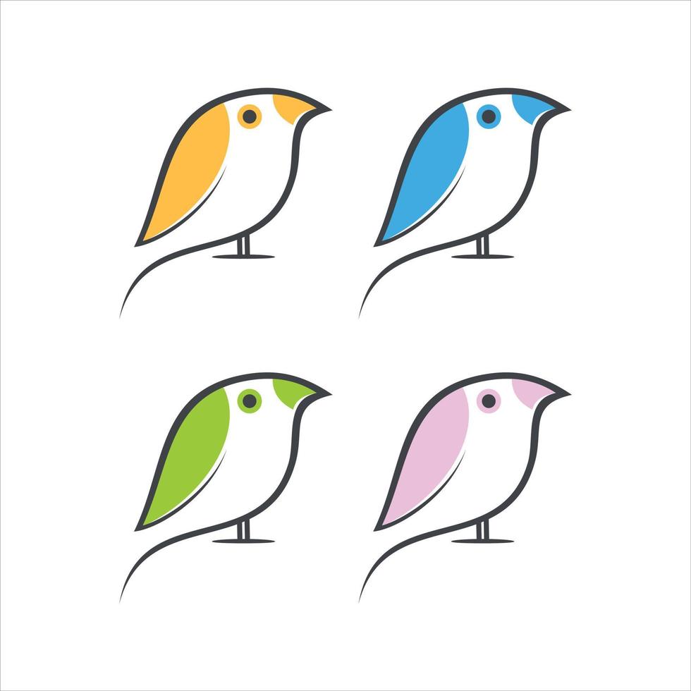 illustrazione della bella collezione di icone di uccelli carino vettore
