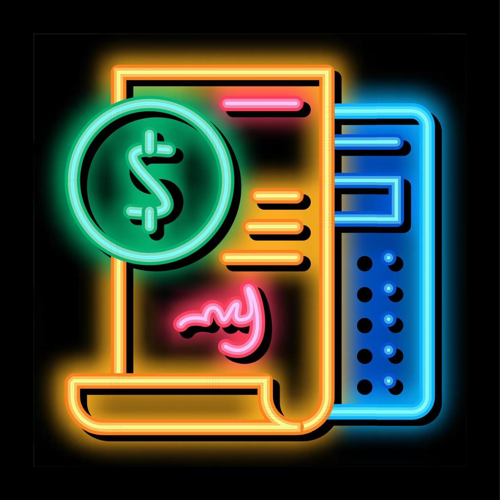 contrarre documento account a banco dei pegni neon splendore icona illustrazione vettore