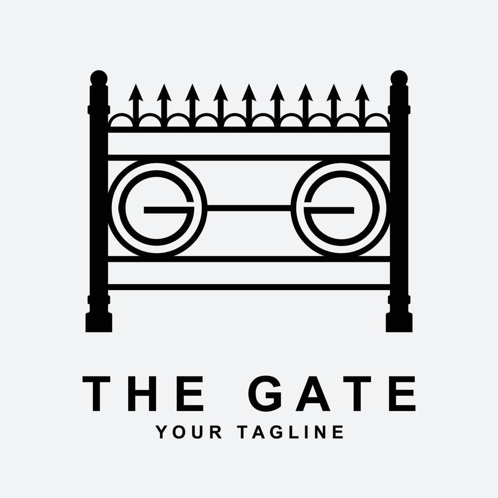 antico cancello o Vintage ▾ cancello logo vettore illustrazione design