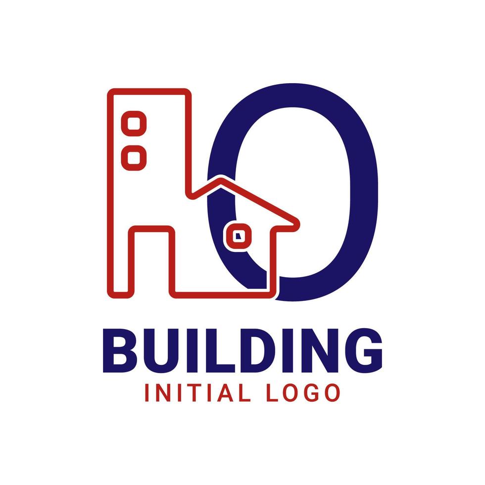 lettera o edificio iniziale vettore logo design