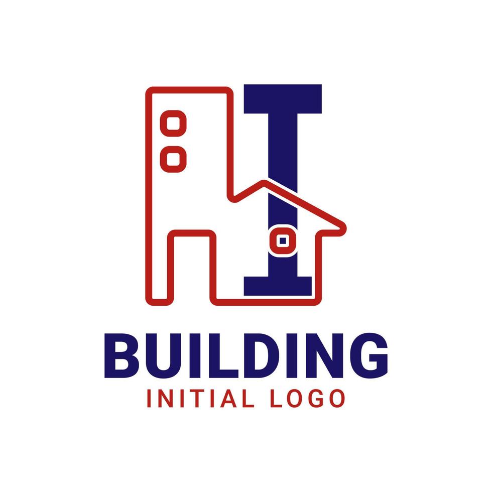 lettera io edificio iniziale vettore logo design