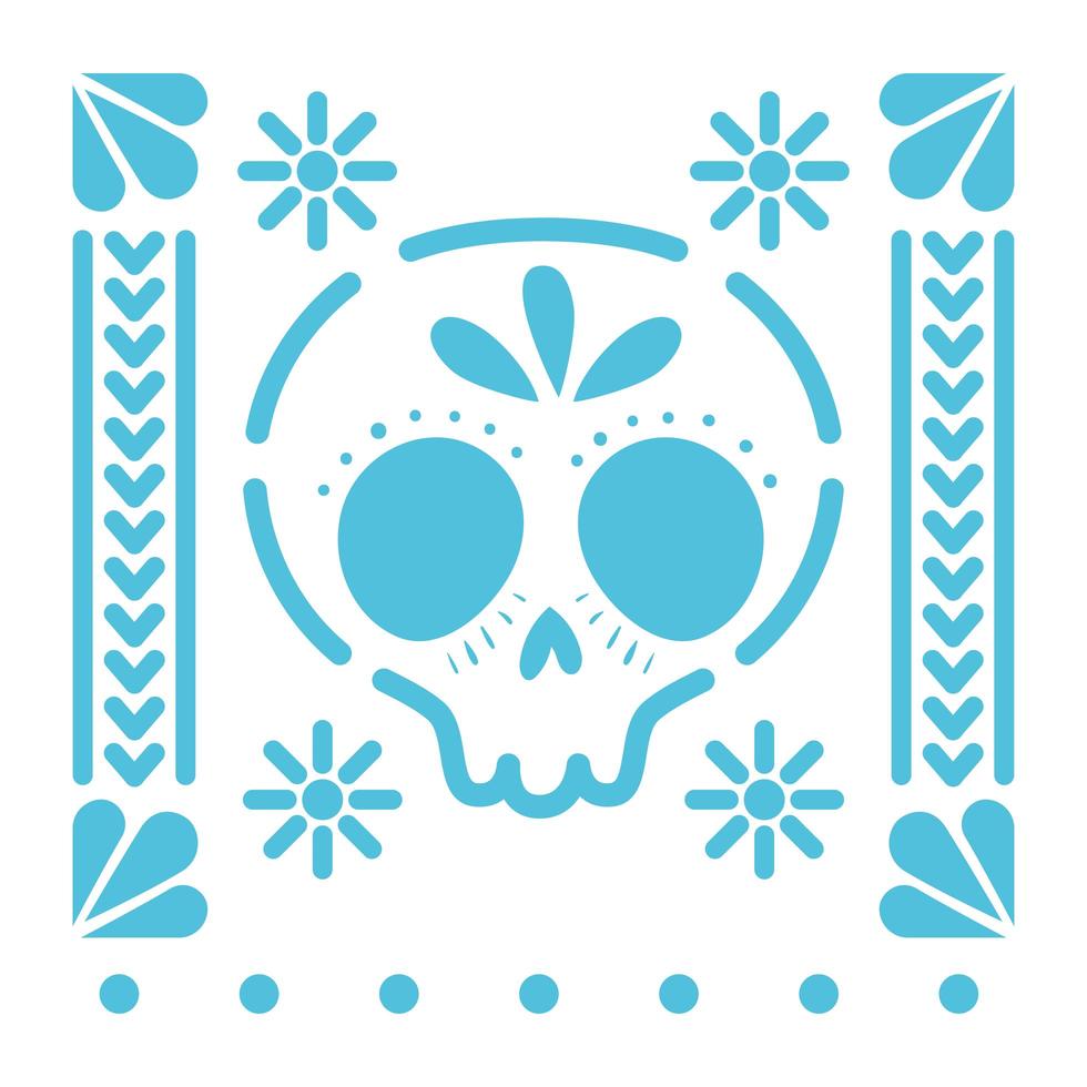 icona teschio messicano blu su sfondo bianco vettore