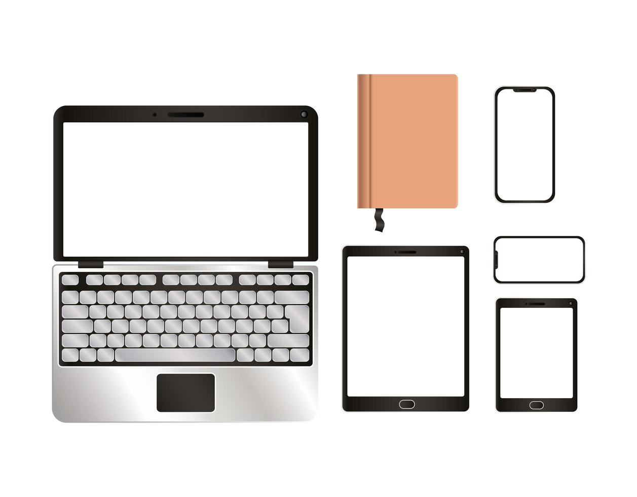 mockup laptop tablet smartphone e notebook design vettore