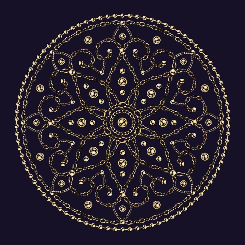 lusso mandala con d'oro Catene, perline. Arabo islamico est stile. decorativo creativo mandala per Stampa, manifesto, coperchio, opuscolo, volantino, bandiera vettore