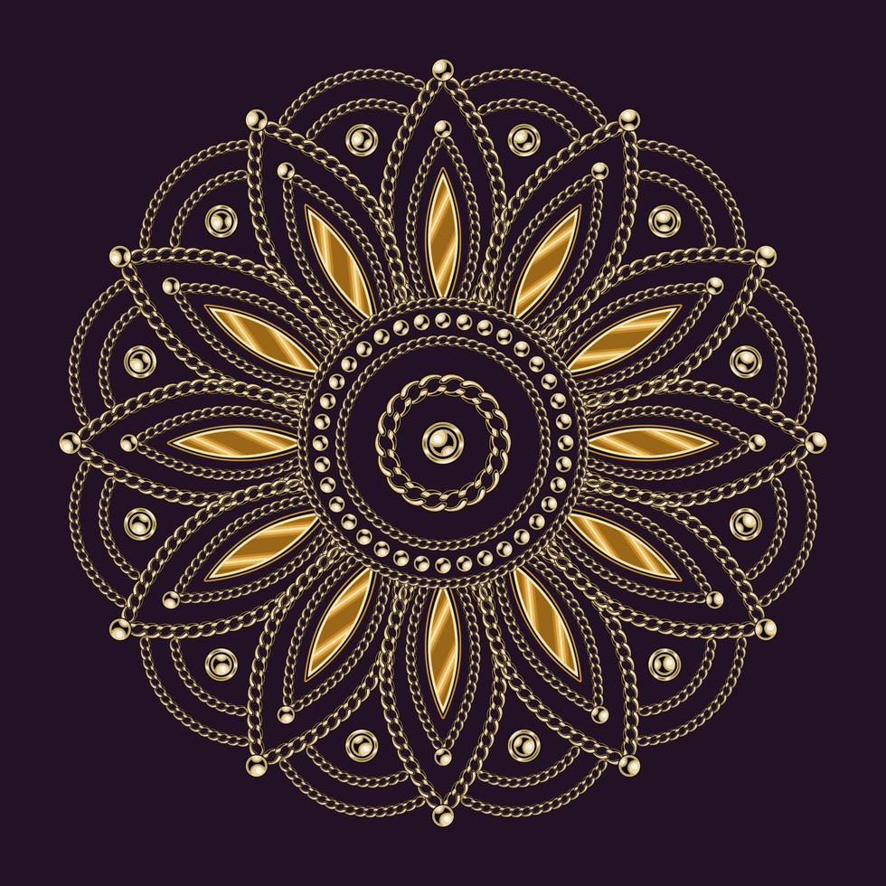 lusso mandala con d'oro Catene, perline. Arabo islamico est stile. decorativo creativo mandala per Stampa, manifesto, coperchio, opuscolo, volantino, bandiera vettore