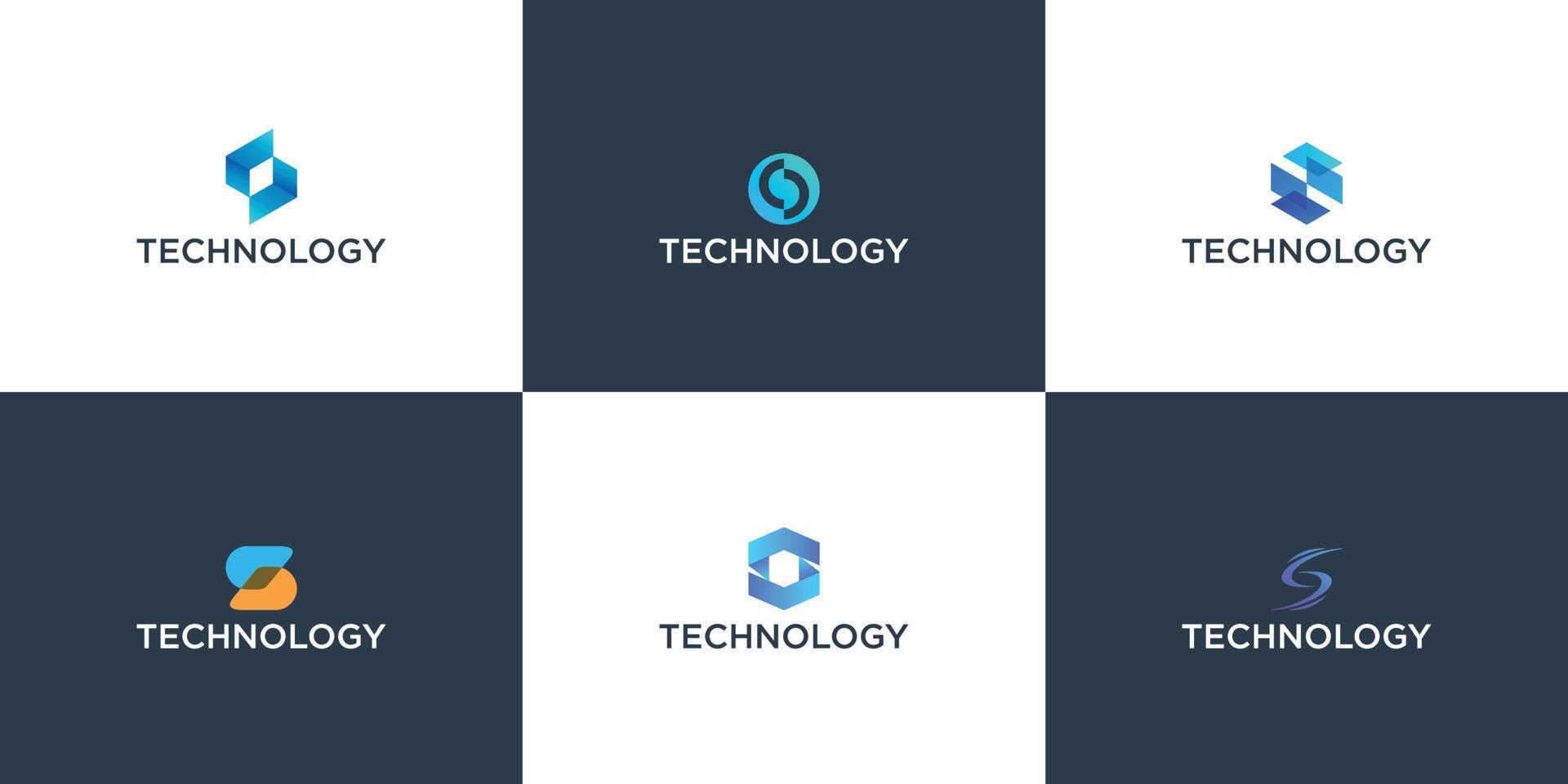 impostato di creativo lettera S moderno digitale tecnologia logo vettore