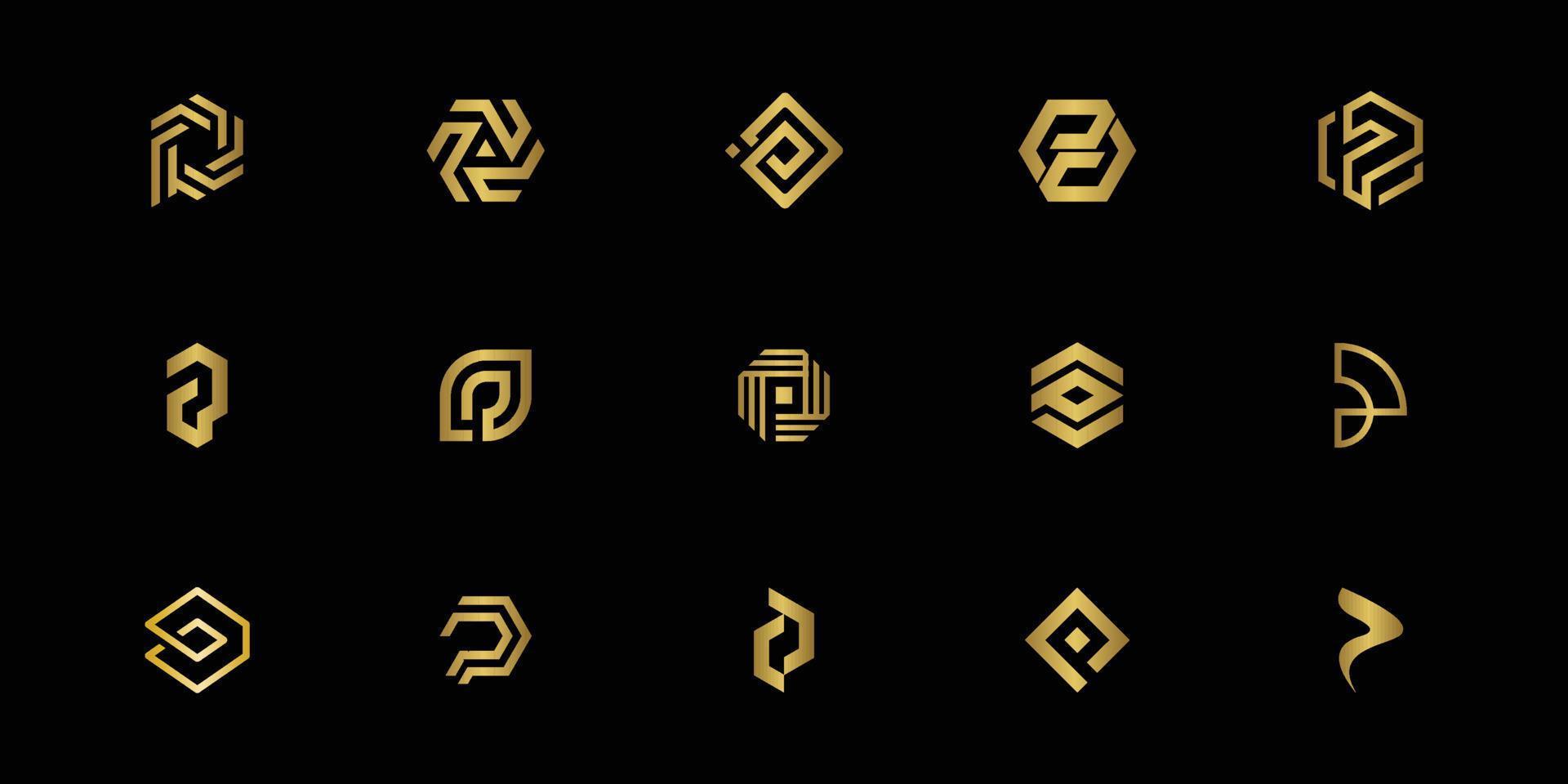 set di lettere iniziali astratte p modello logo monogramma vettore