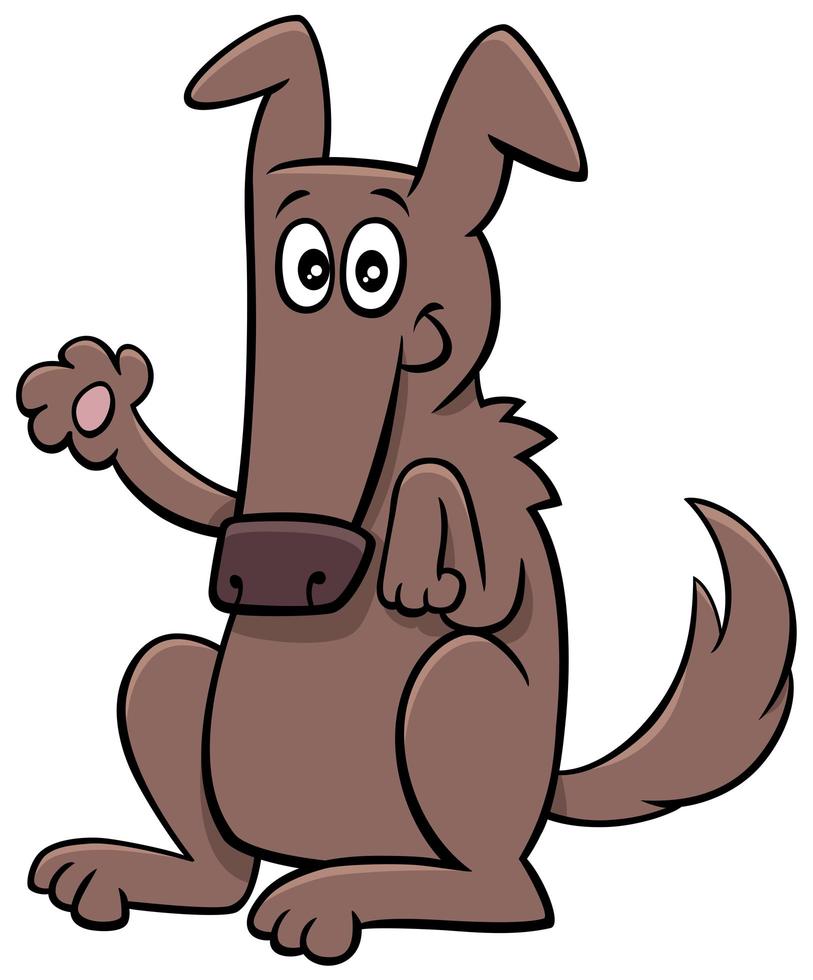 cartone animato divertente cane personaggio animale agitando la zampa vettore