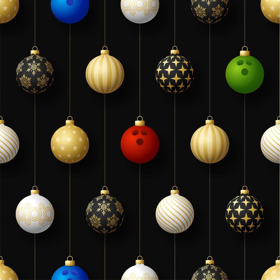 ornamenti appesi di Natale e modello senza cuciture palla da bowling vettore